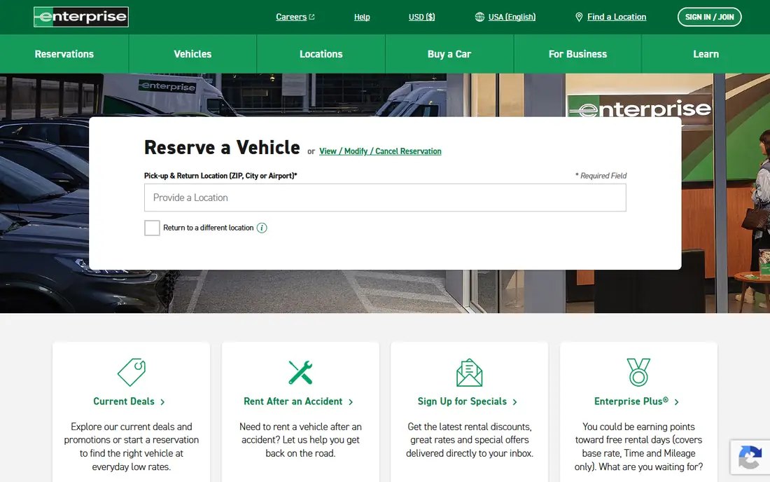 Enterprise homepage
