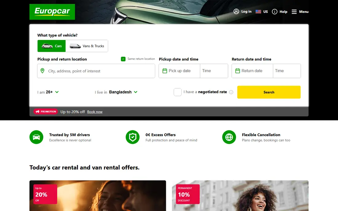 Europcar homepage