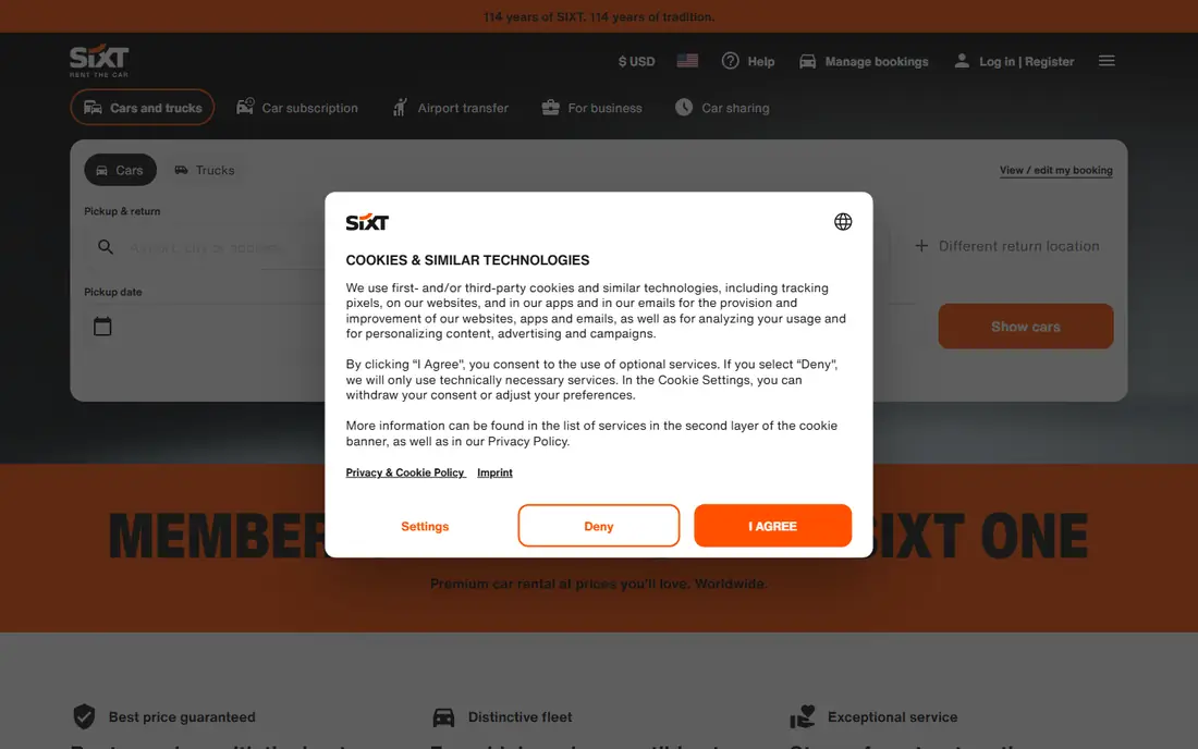 Sixt homepage
