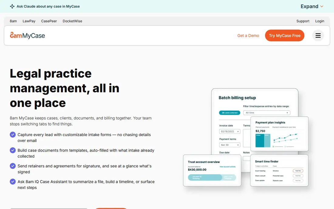 MyCase homepage