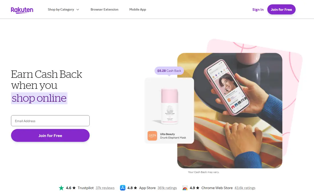 Rakuten homepage