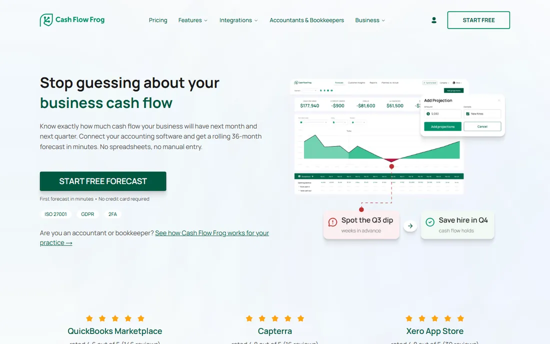 CashFlow Frog homepage