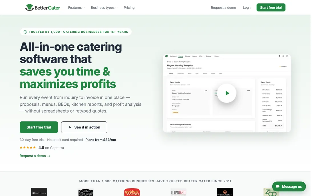 Better Cater homepage