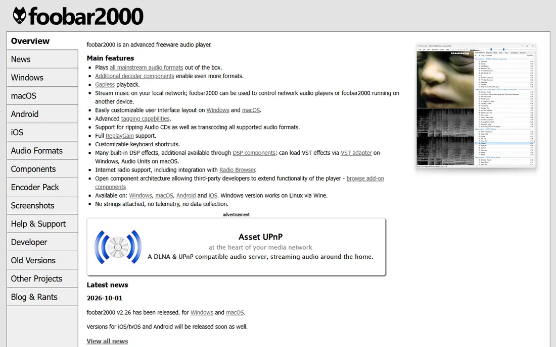 foobar2000 homepage