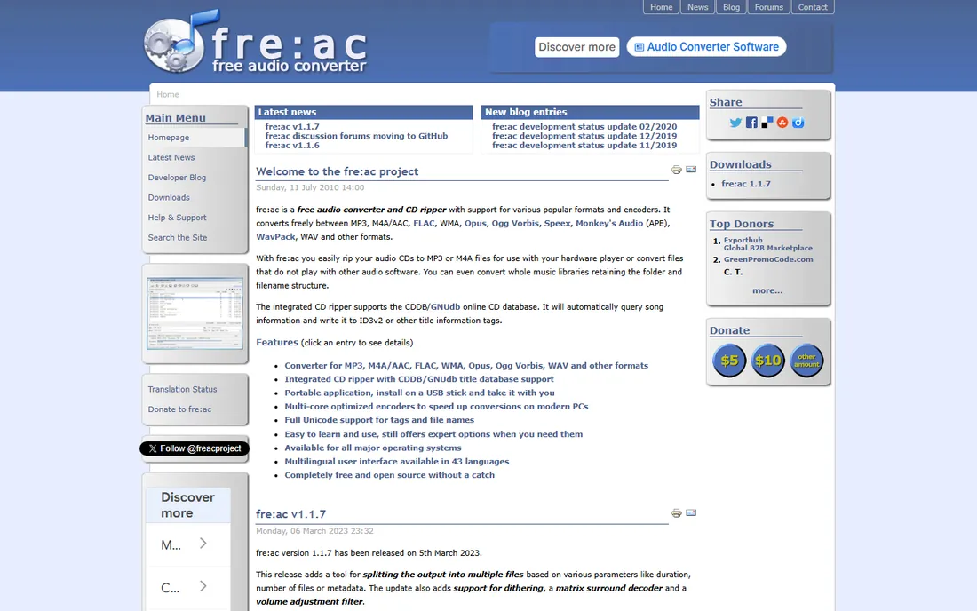fre:ac homepage