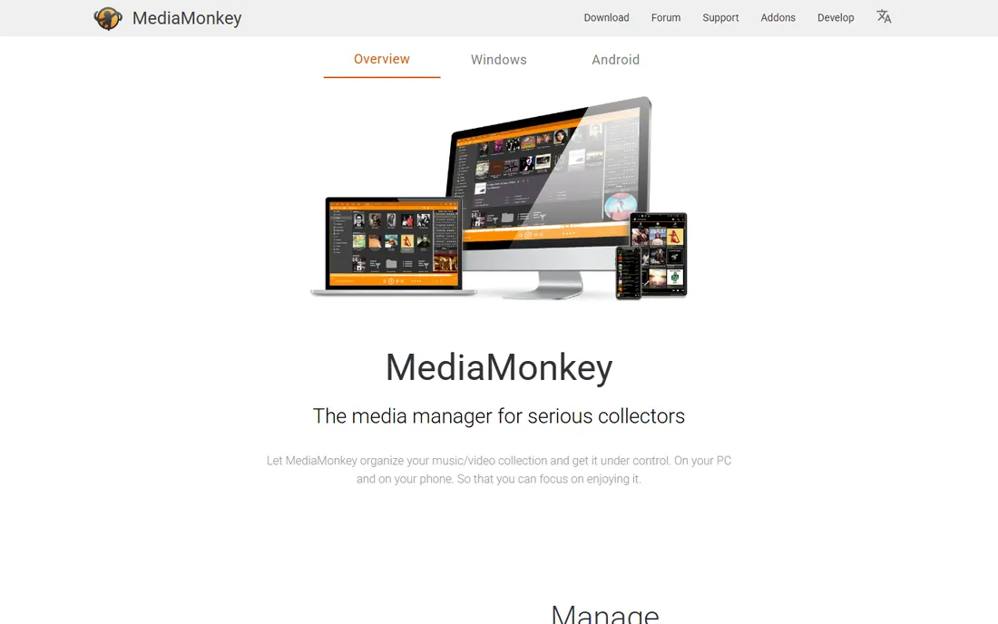 MediaMonkey homepage