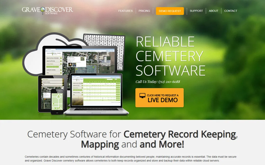 Grave Discover homepage