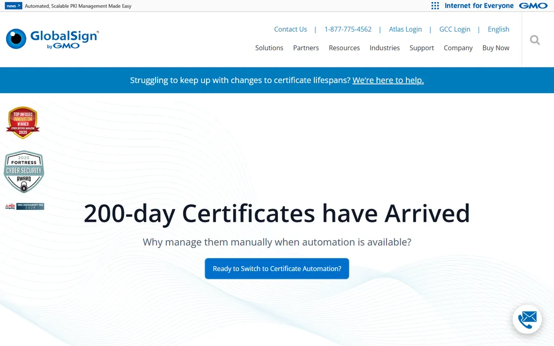 GlobalSign homepage