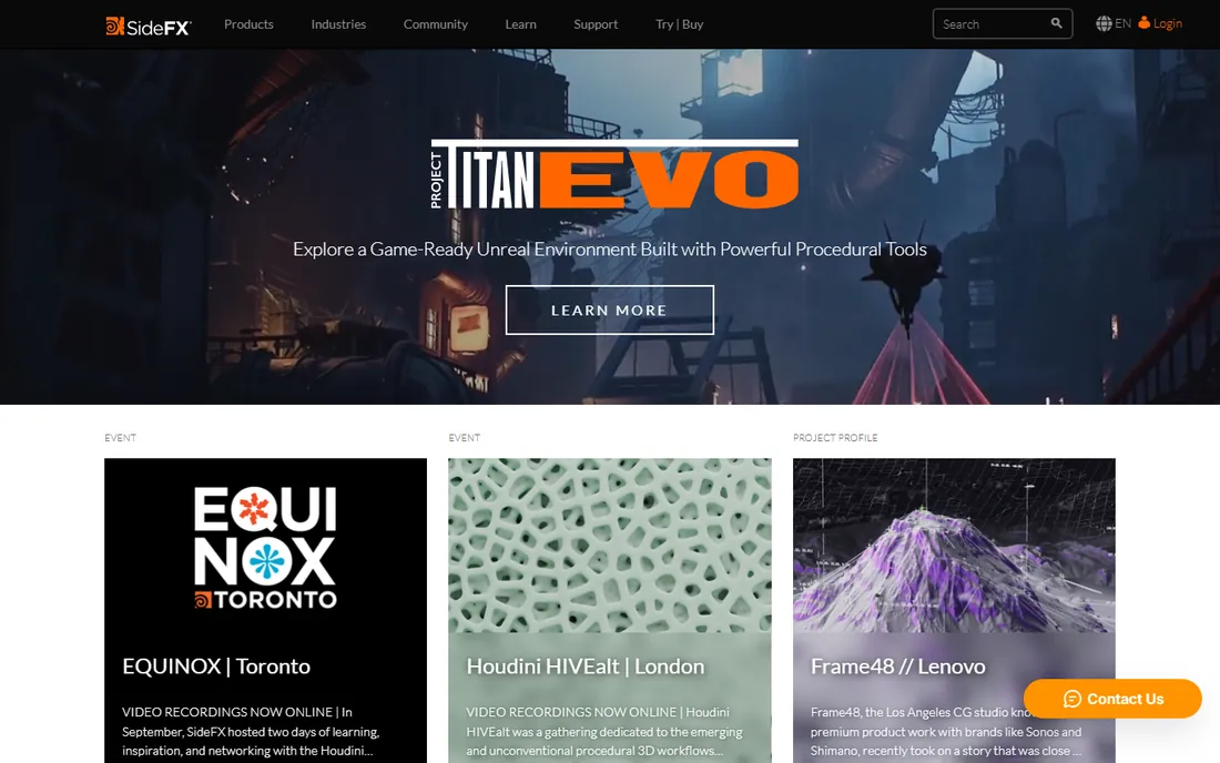 SideFX Houdini homepage