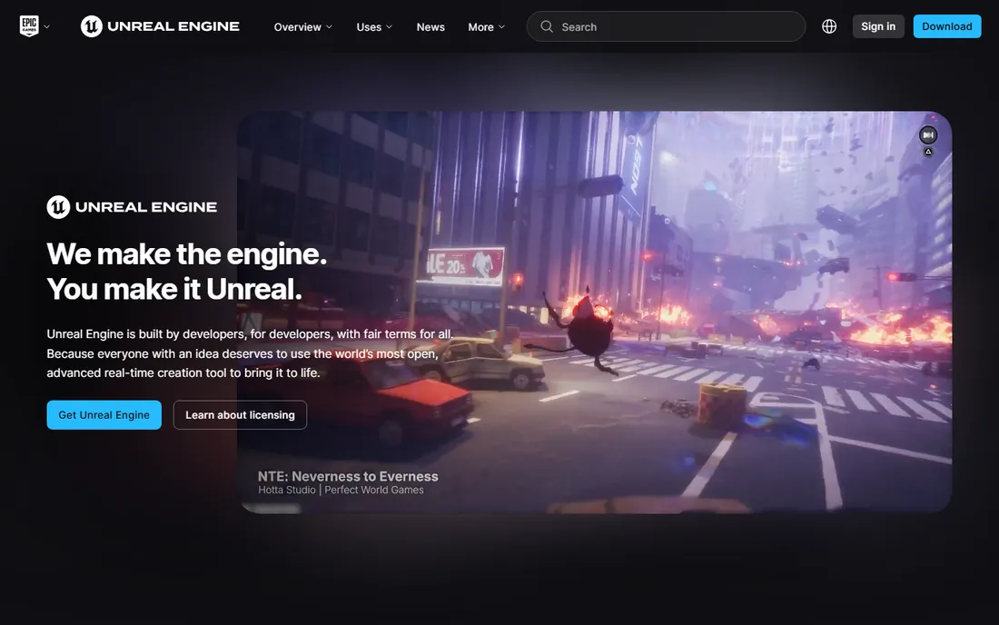 Unreal Engine homepage