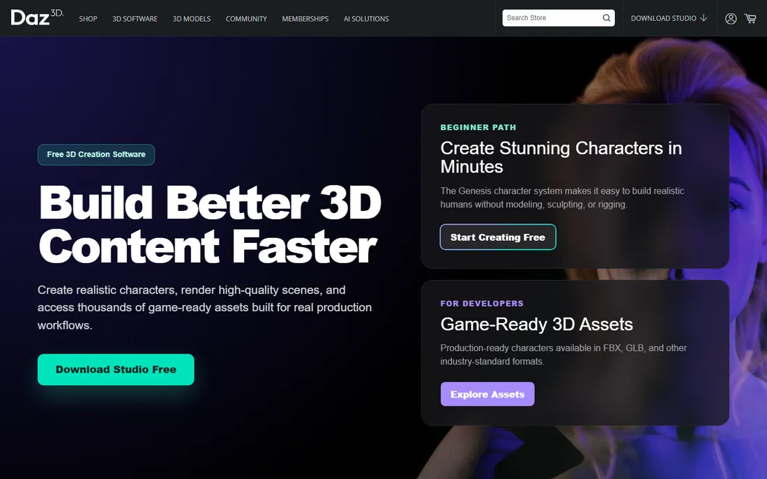 Daz 3D homepage