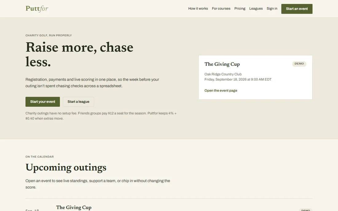 Puttfor homepage