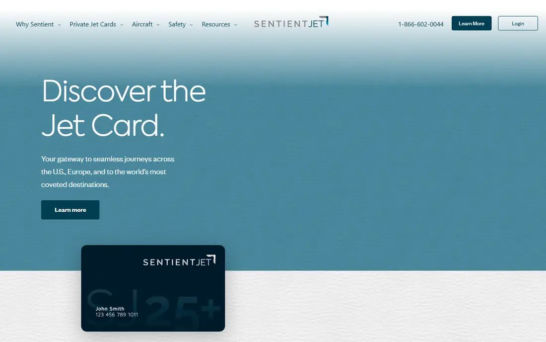 Sentient Jet homepage