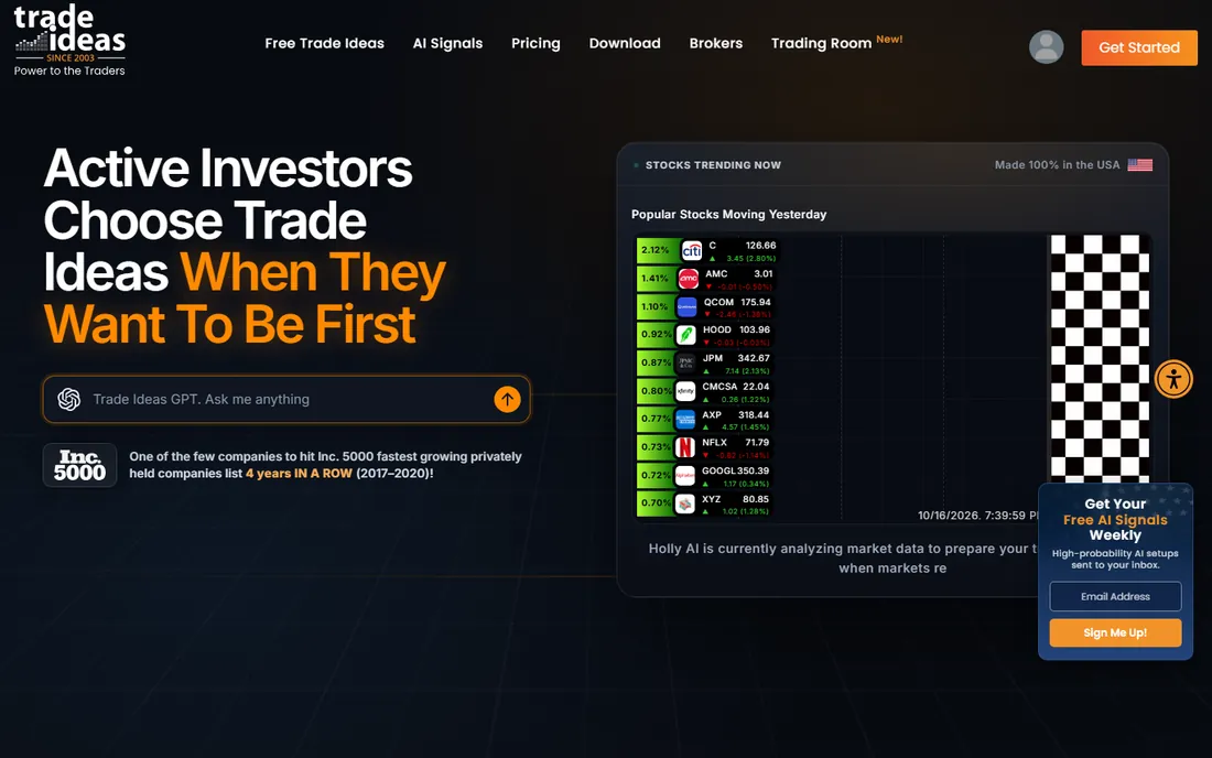 Trade Ideas homepage