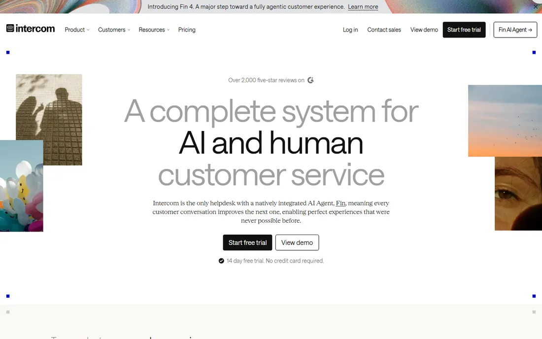 Intercom homepage