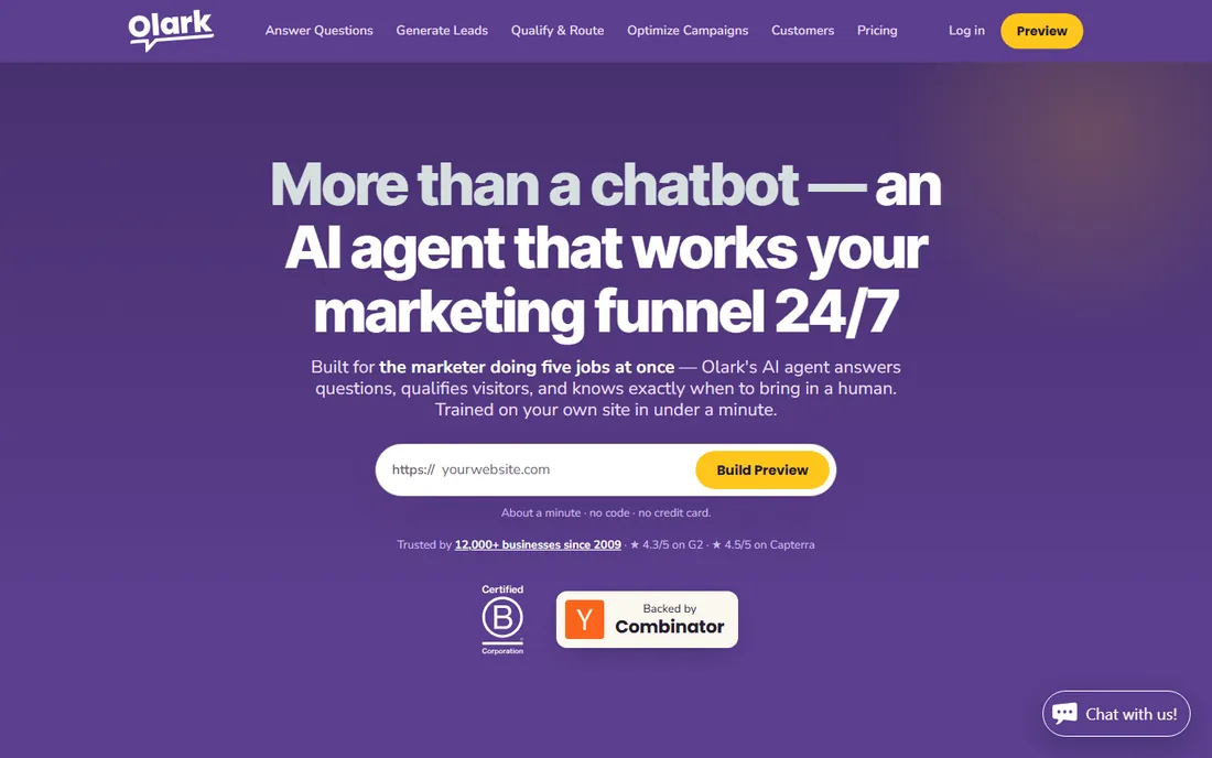Olark homepage