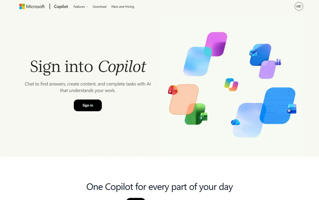 Microsoft Copilot homepage