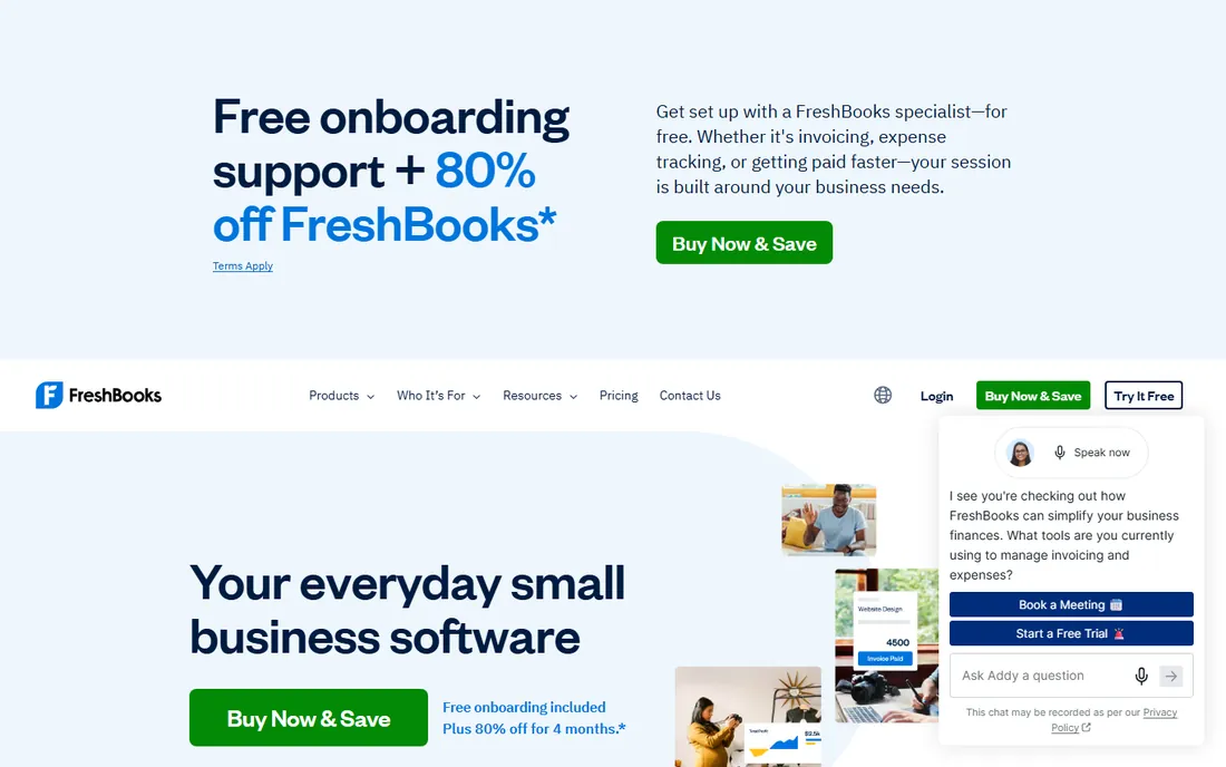 FreshBooks homepage