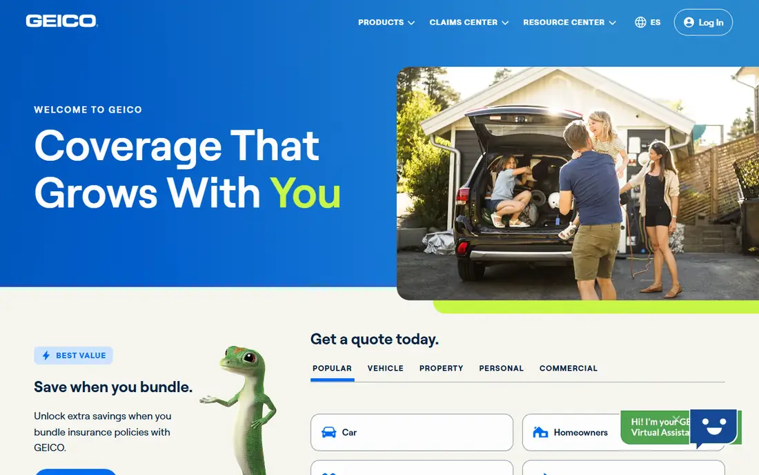 GEICO homepage
