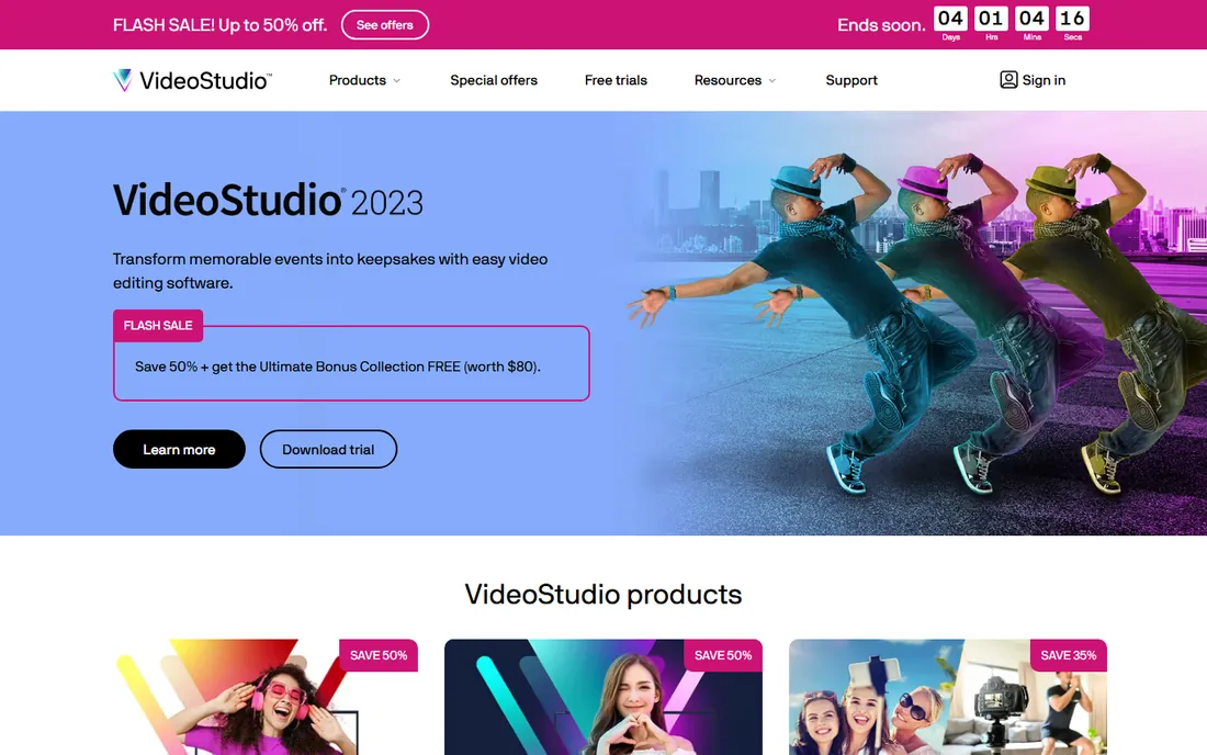 Corel VideoStudio homepage