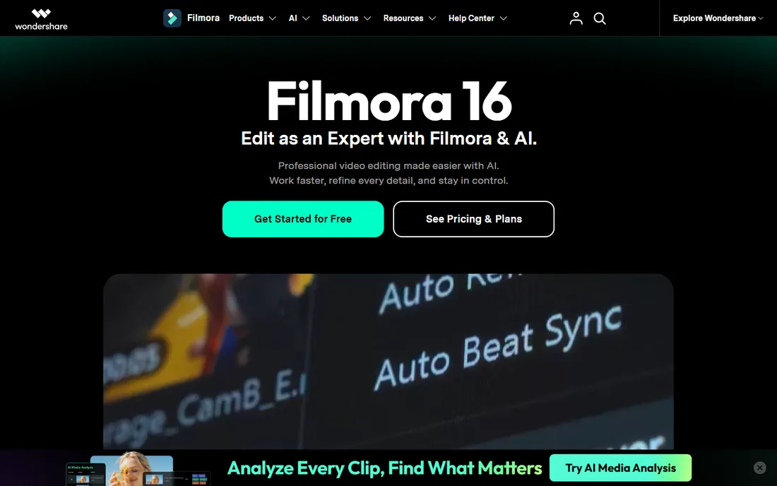 Filmora homepage