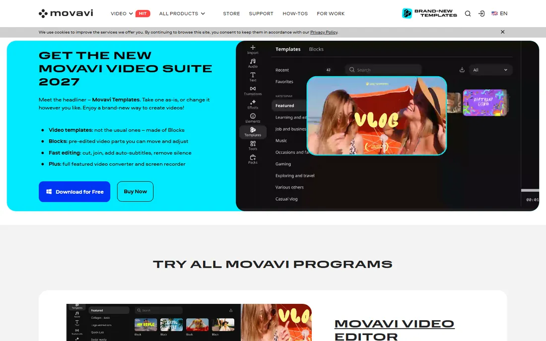Movavi Video Editor homepage