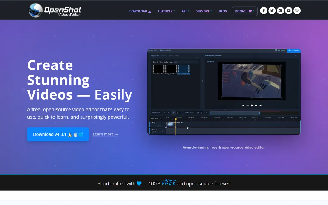 OpenShot homepage