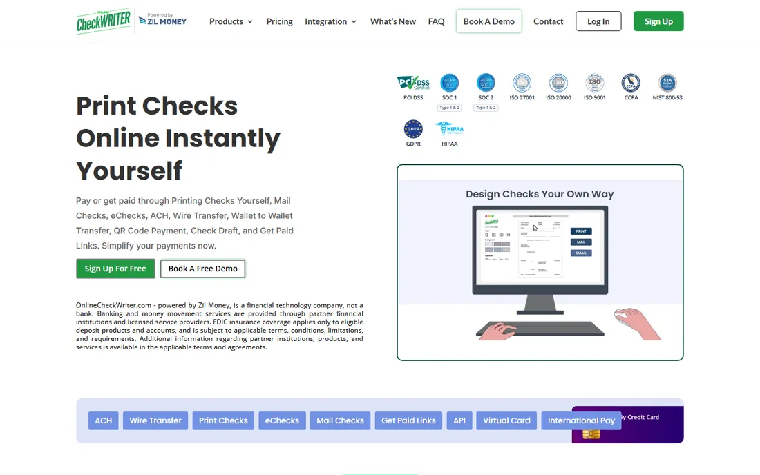 Online Check Writer homepage