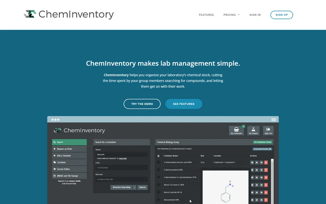ChemInventory homepage