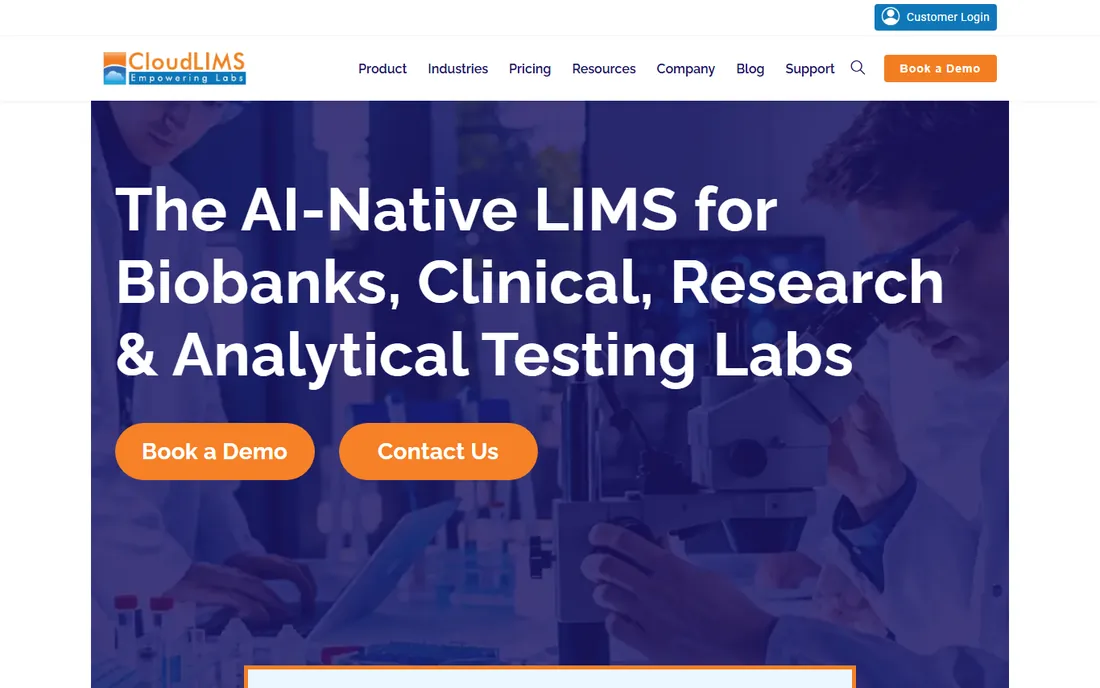 CloudLIMS homepage