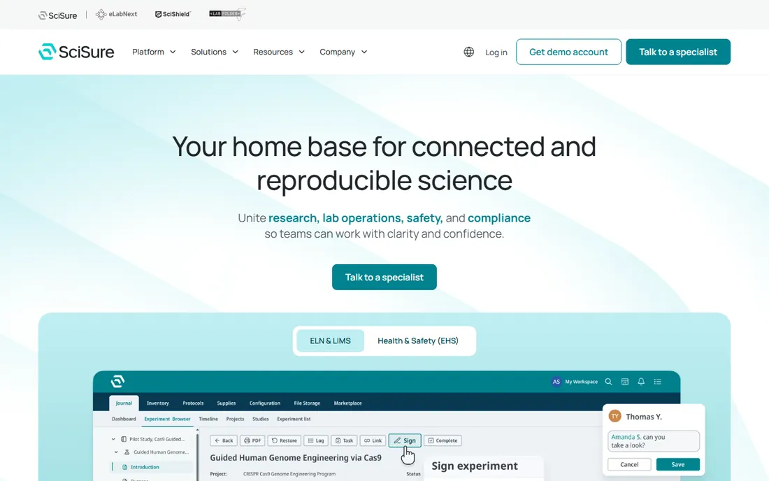 SciSure homepage