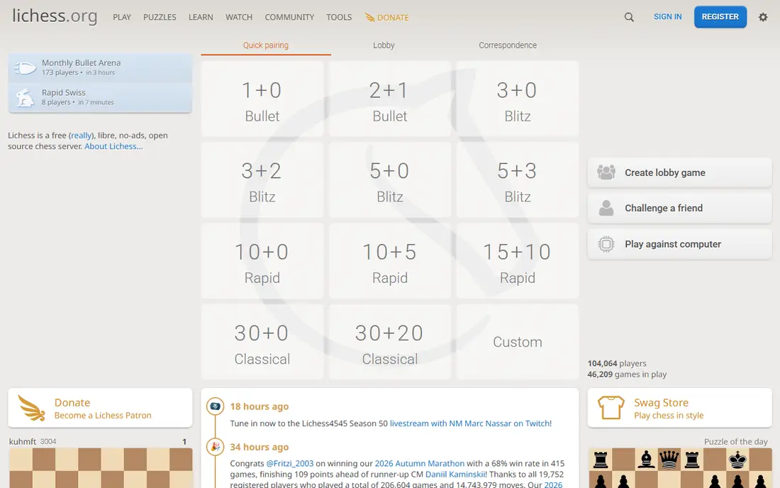 Lichess homepage