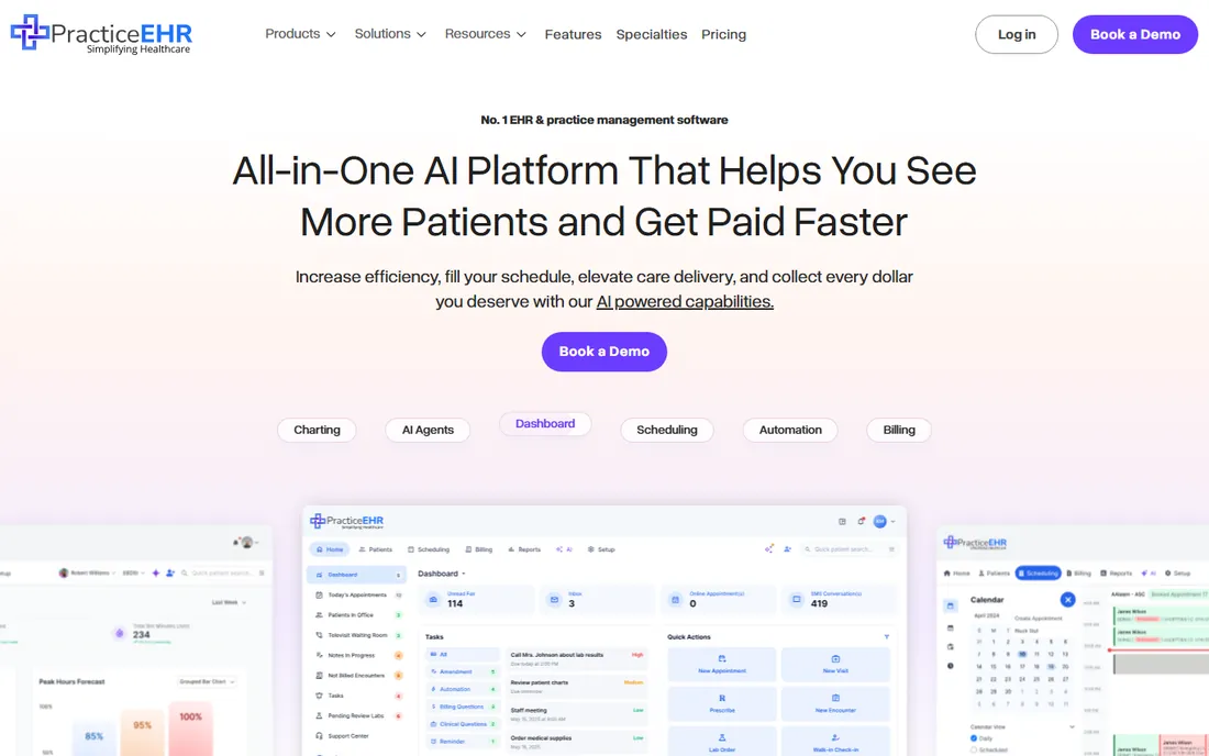 PracticeEHR homepage