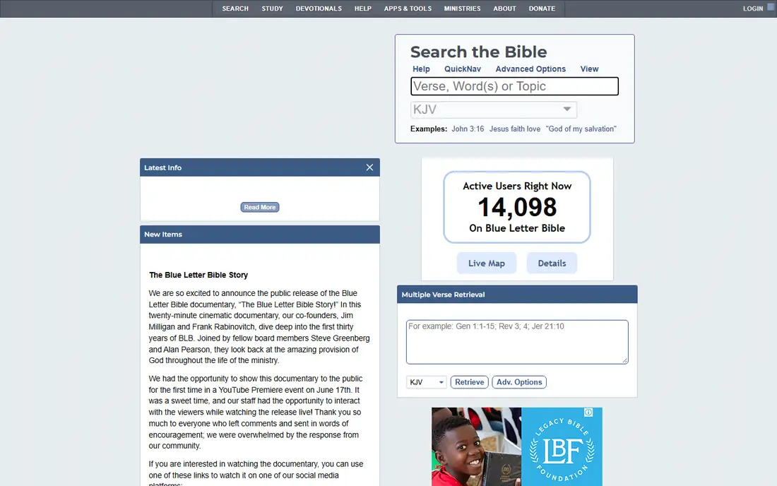 Blue Letter Bible homepage