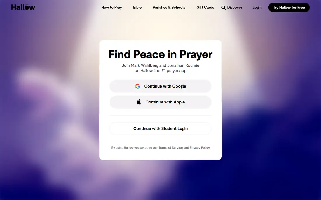 Hallow homepage