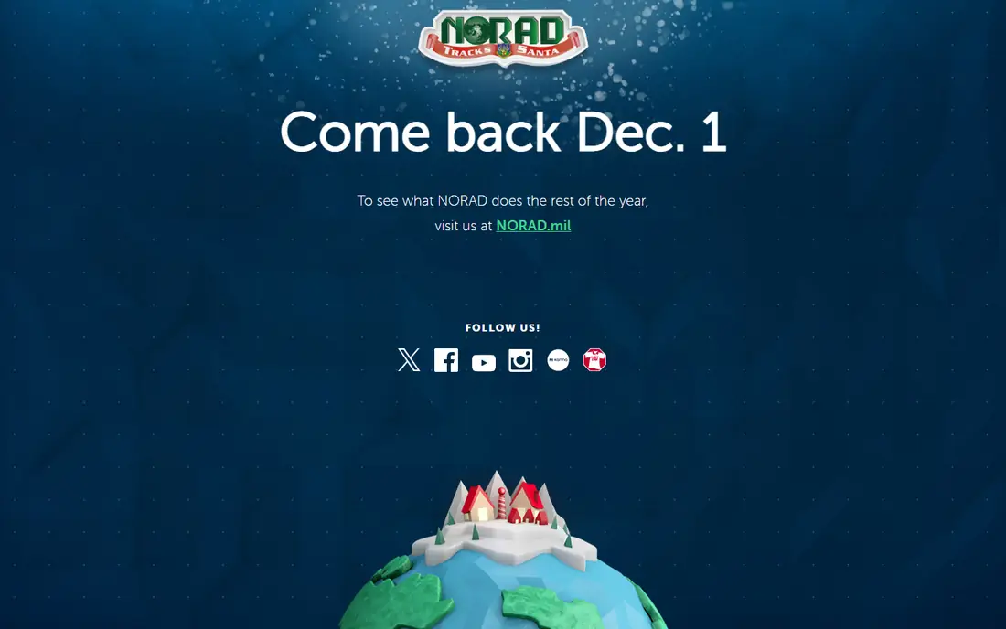 NORAD Tracks Santa homepage
