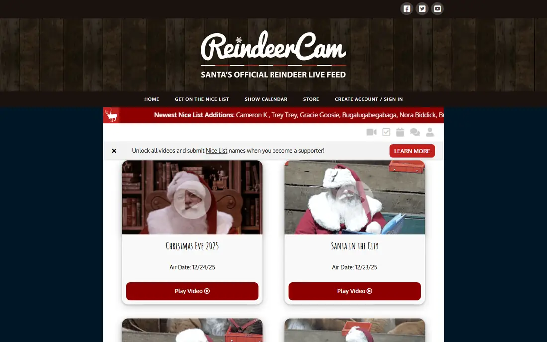 ReindeerCam homepage