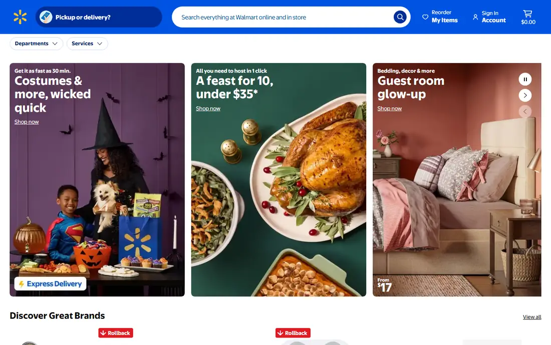 Walmart homepage