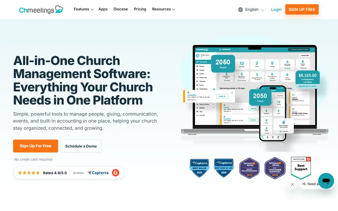 ChMeetings homepage