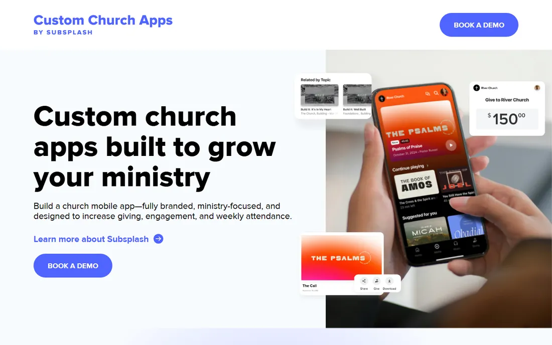 Custom Church Apps homepage