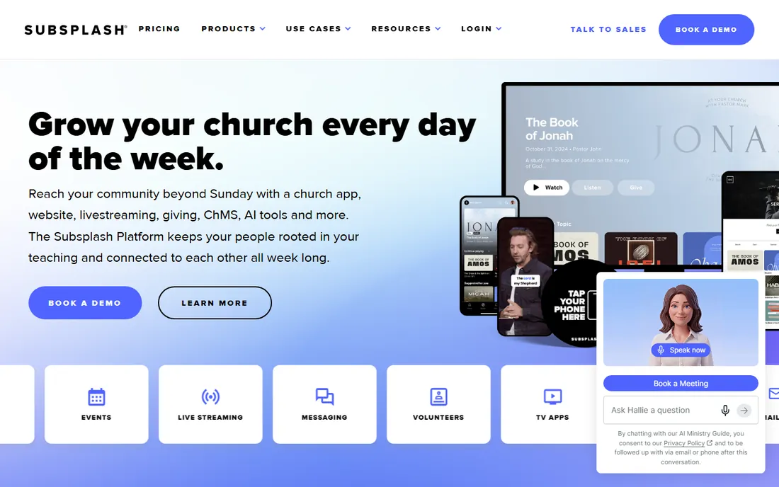 Subsplash homepage