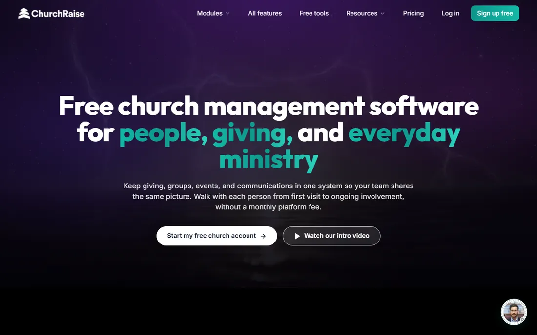 ChurchRaise homepage