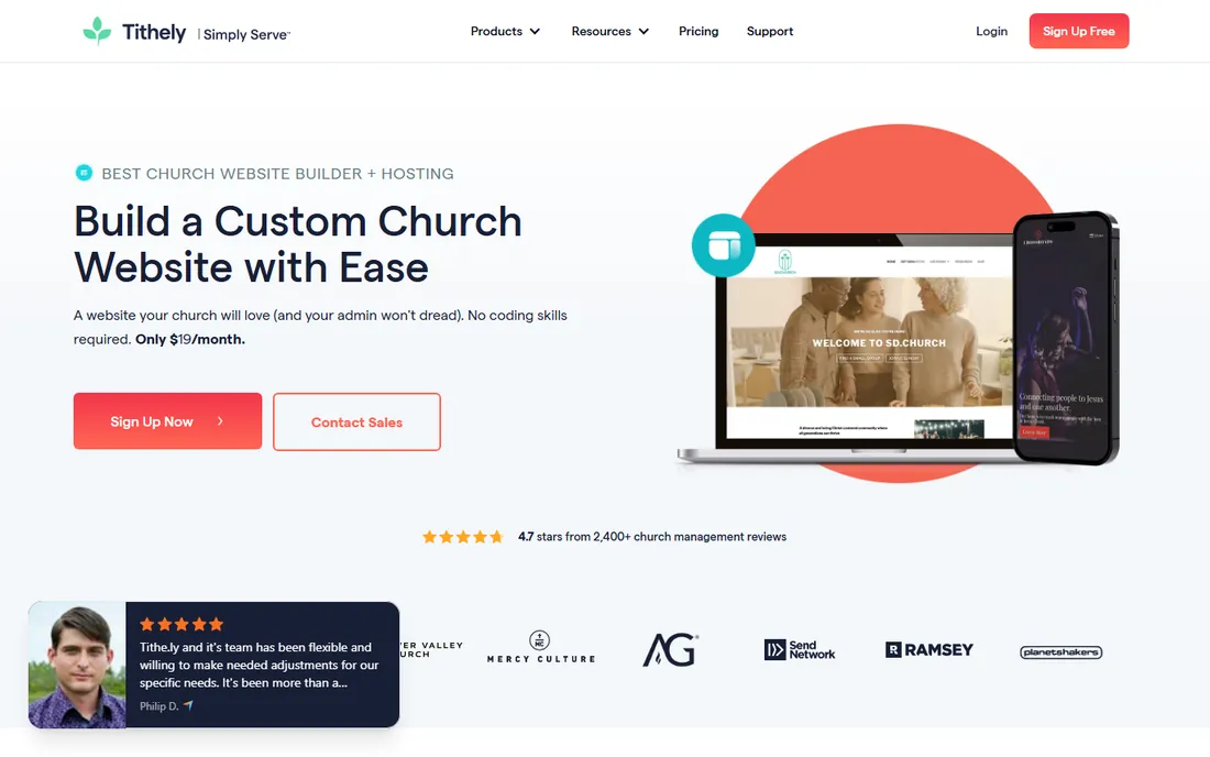 Tithe.ly Sites homepage