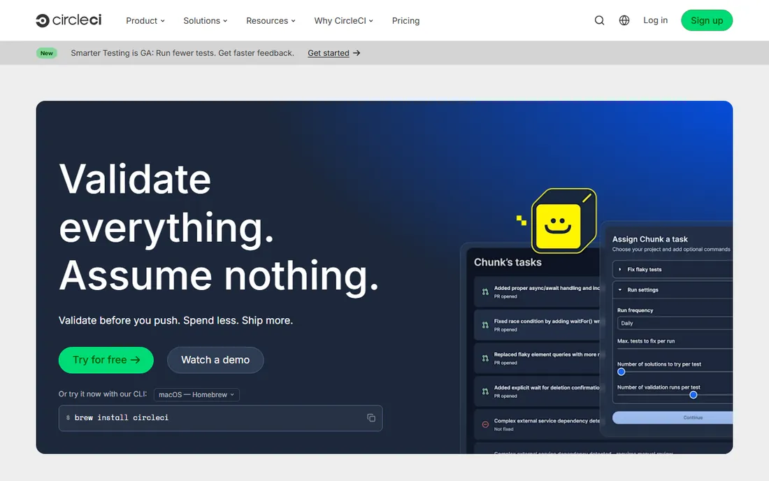 CircleCI homepage