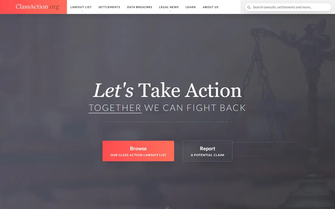 ClassAction.org homepage
