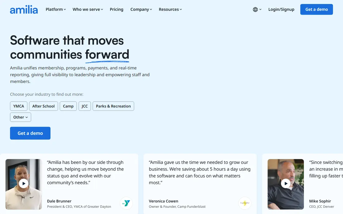 Amilia homepage