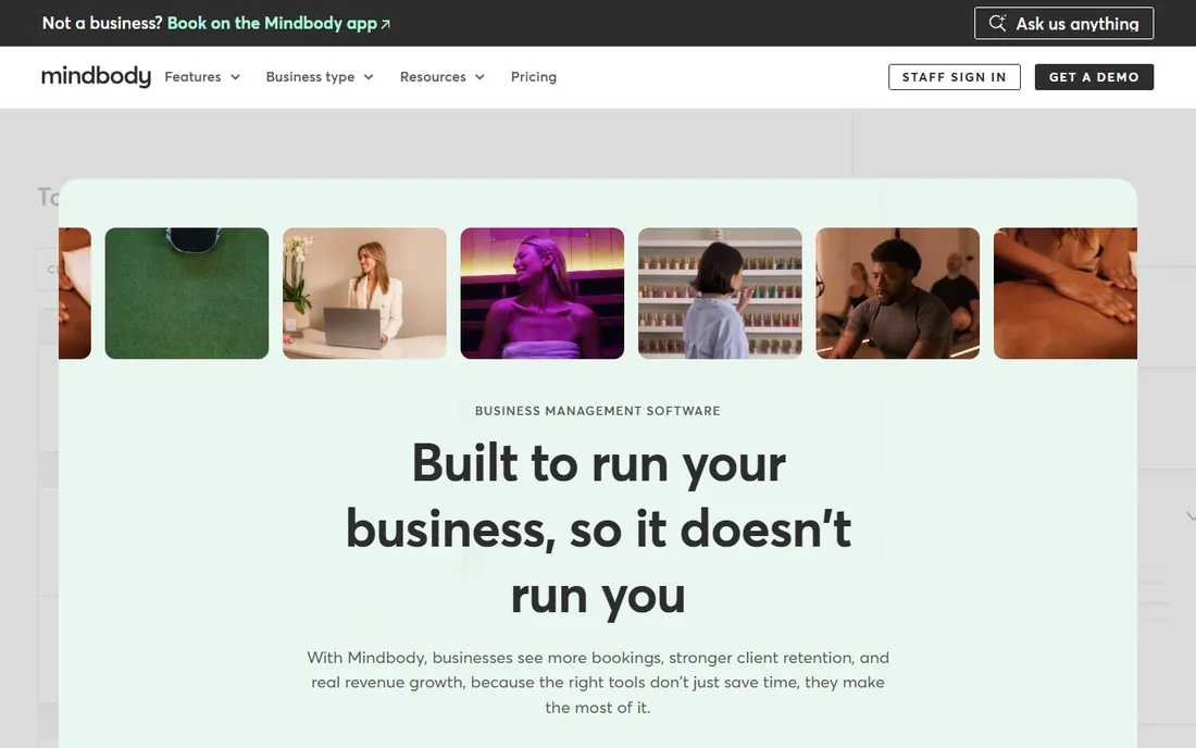 Mindbody homepage