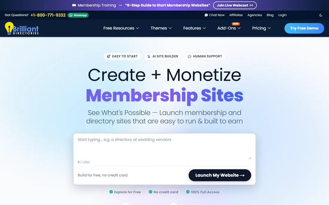 Brilliant Directories homepage