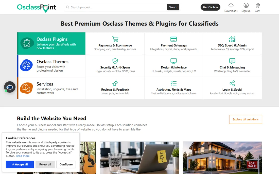 Osclass homepage