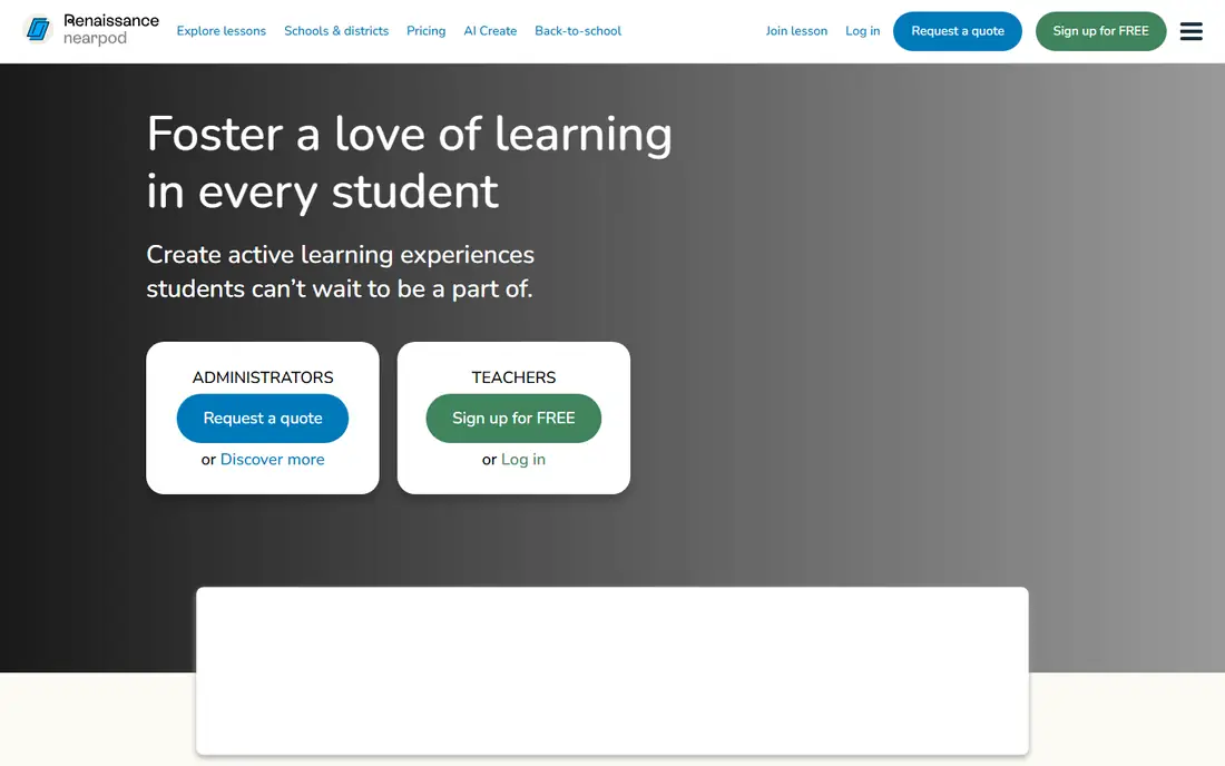 Nearpod homepage